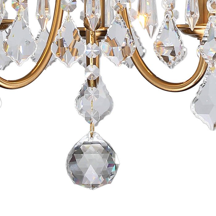 16.25 in. 3-Light Antique Brass Finish Crystal Chandelier