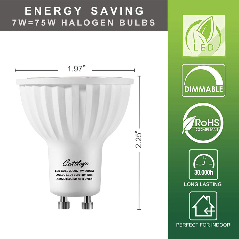 cattleyalighting (6-pack)75-Watt Equivalent GU10 Dimmable Recessed Track Lighting 90+ CRI Flood LED Light Bulb 3000K/5000K Warm White