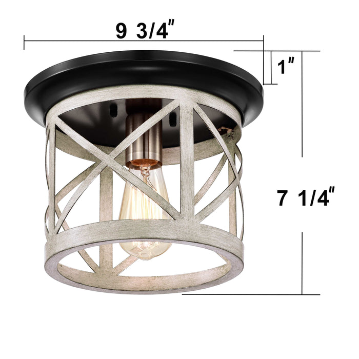cattleyalighting 9.75 In. 1-Light Oil-Rubbed Bronze and Briarwood Finish Cage Drum Flush Mount