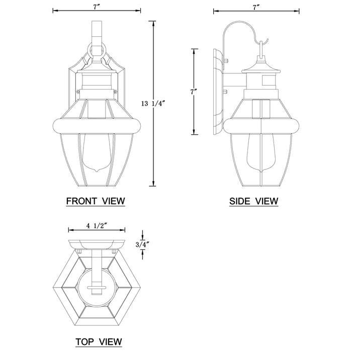 1-Light Black Finisih Metal and Brass Motion Sensing Dusk to Dawn Outdoor Wall Lantern with Tempered Clear Glass Shade