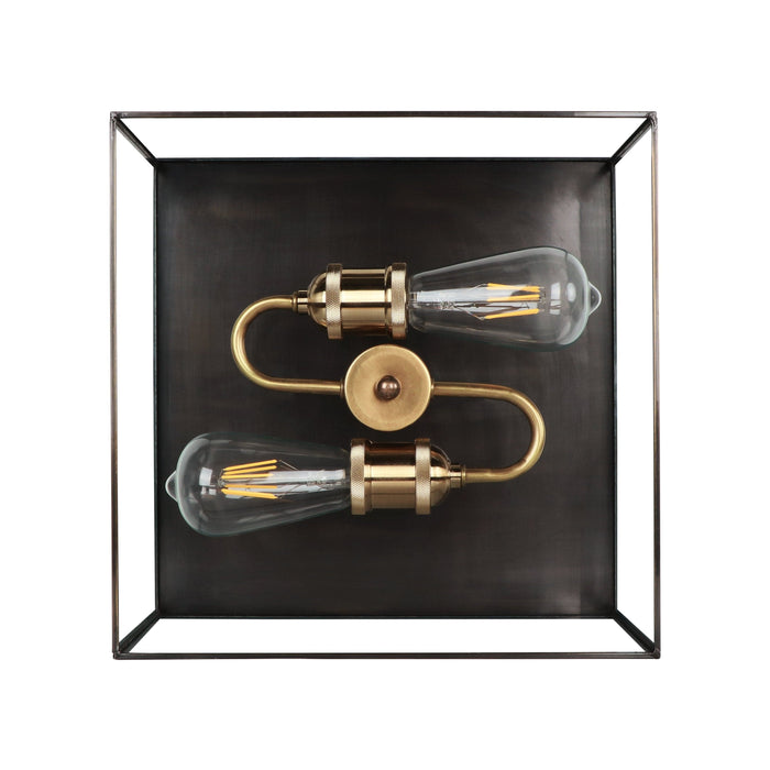 cattleyalighting 2-Light Dark Bronze Brass Flush Mount Ceiling Light With Tempered Glass 708111932363