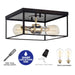 cattleyalighting 2-Light Dark Bronze Brass Flush Mount Ceiling Light With Tempered Glass 708111932363