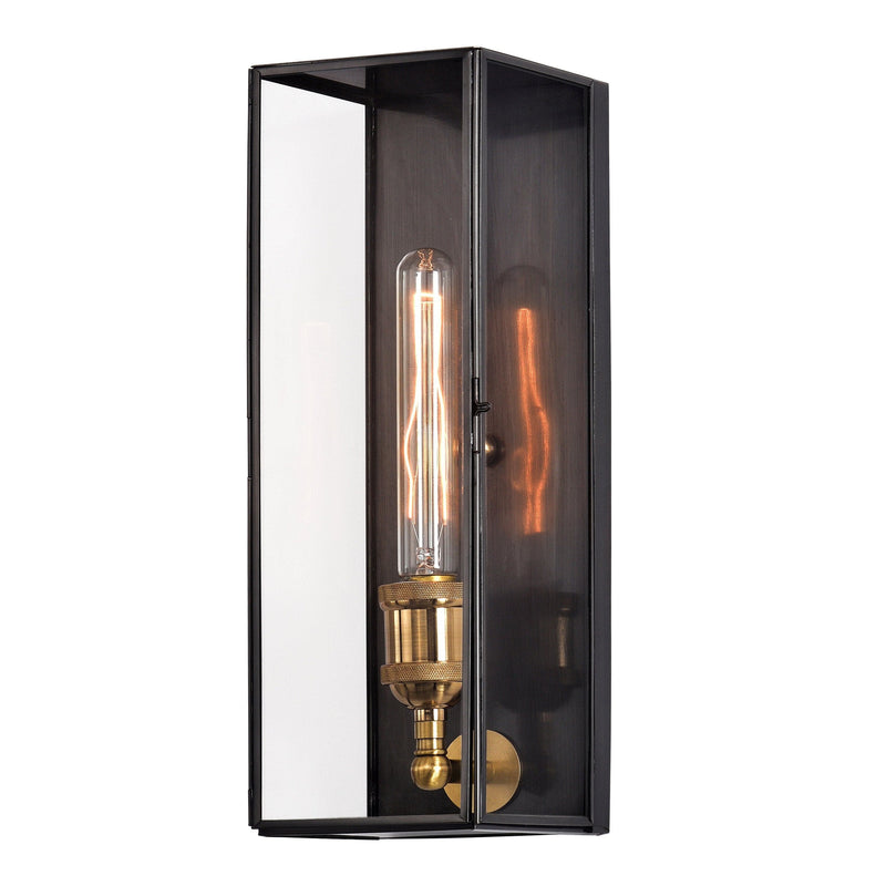 Cattleya Lighting outdoor wall light 1-Light Dark Bronze Finish Brass Outdoor Wall Lantern Sconce With Tempered Clear Glass 792966277854