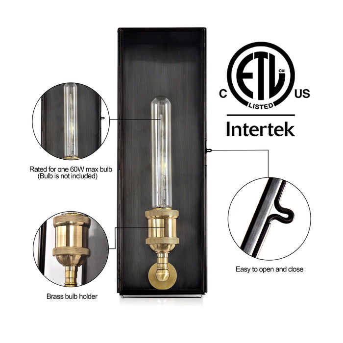 Cattleya Lighting outdoor wall light 1-Light Dark Bronze Finish Brass Outdoor Wall Lantern Sconce With Tempered Clear Glass 792966277854