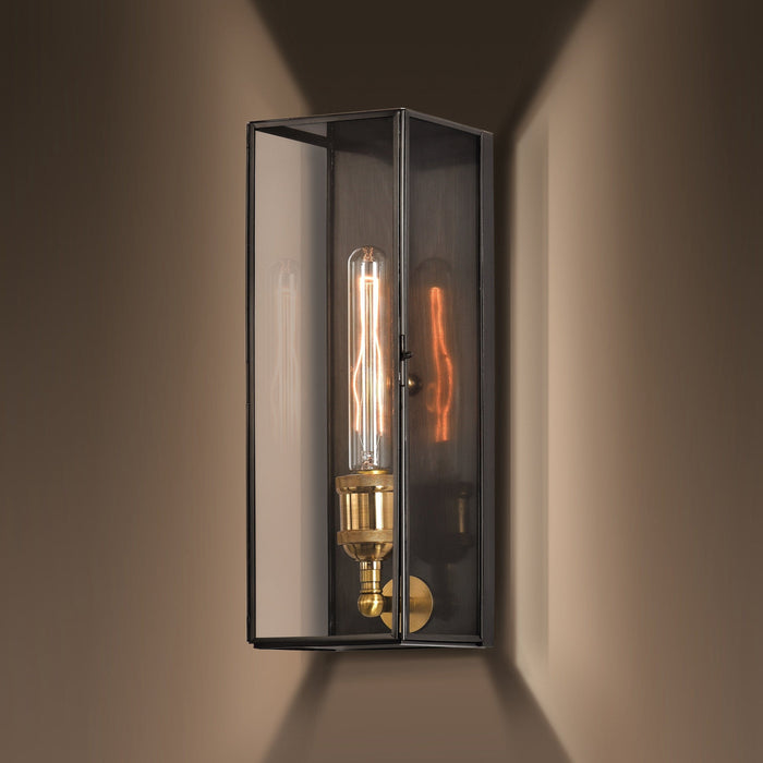 Cattleya Lighting outdoor wall light 1-Light Dark Bronze Finish Brass Outdoor Wall Lantern Sconce With Tempered Clear Glass 792966277854
