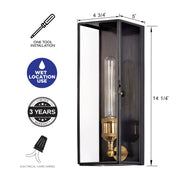Cattleya Lighting outdoor wall light 1-Light Dark Bronze Finish Brass Outdoor Wall Lantern Sconce With Tempered Clear Glass 792966277854