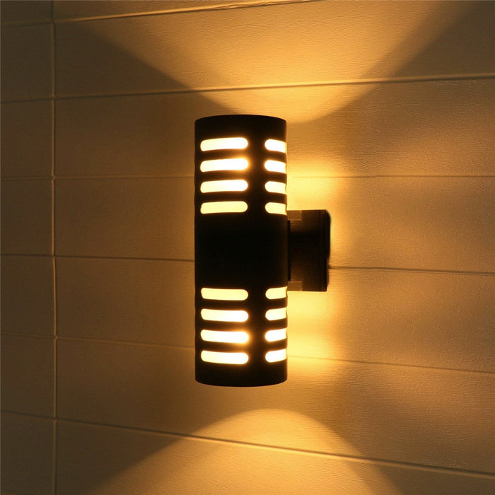 Cattleya Lighting outdoor wall light 11.75 in. 2-Light Black Die-Cast Aluminum Cylinder Outdoor Wall Sconce 792966277755
