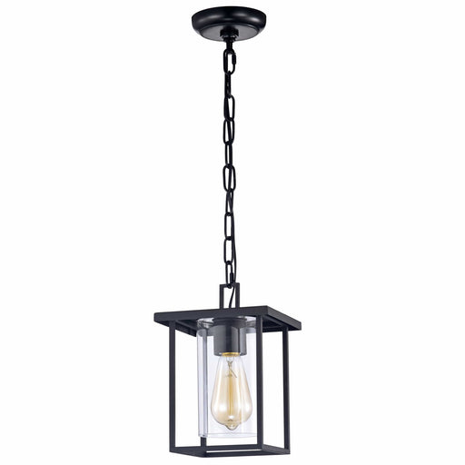 cattleyalighting Hanging Lights 1 Light 7'' Black Painted Clear Glass Pendant Light