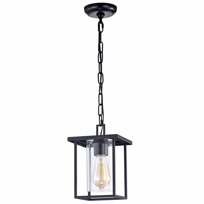 cattleyalighting Hanging Lights 1 Light 7'' Black Painted Clear Glass Pendant Light