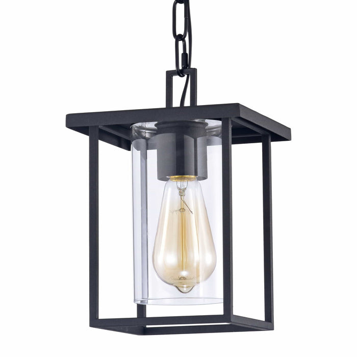 cattleyalighting Hanging Lights 1 Light 7'' Black Painted Clear Glass Pendant Light