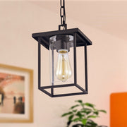 cattleyalighting Hanging Lights 1 Light 7'' Black Painted Clear Glass Pendant Light