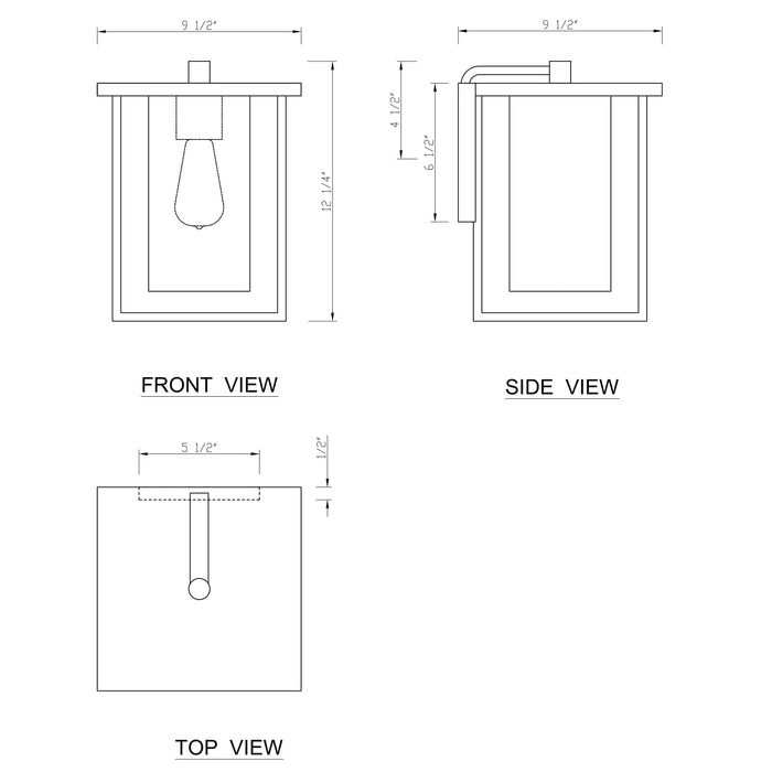 cattleyalighting 1-Light 9.5 in. Black Outdoor Wall Lantern Sconce With Clear Glass Shade