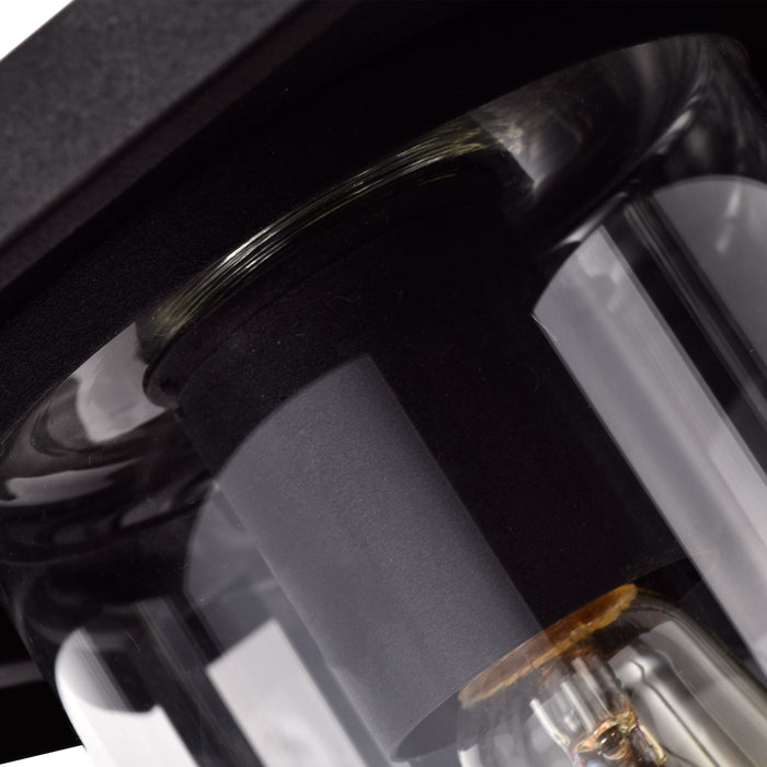 cattleyalighting 1-Light 9.5 in. Black Outdoor Wall Lantern Sconce With Clear Glass Shade