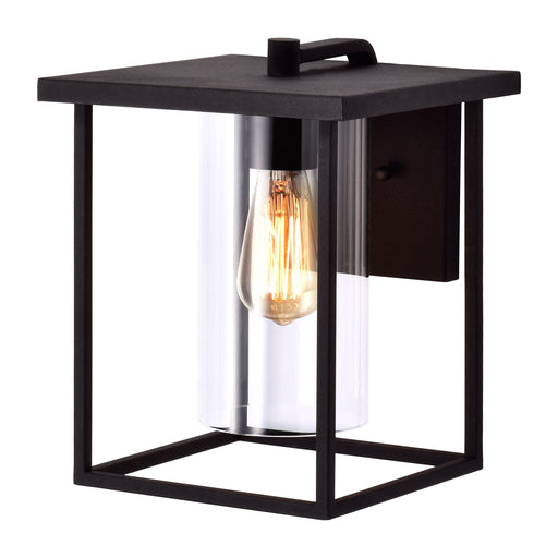 cattleyalighting 1-Light 9.5 in. Black Outdoor Wall Lantern Sconce With Clear Glass Shade