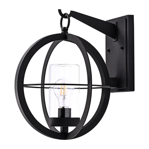 cattleyalighting 1-Light Black Outdoor Wall Lantern Sconce With Clear Glass Tube