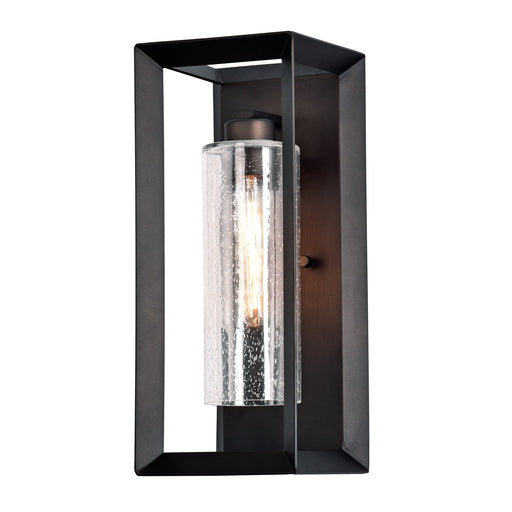cattleyalighting 1-Light Dark Bronze Outdoor Wall Lantern Sconce With Clear Seeded Glass