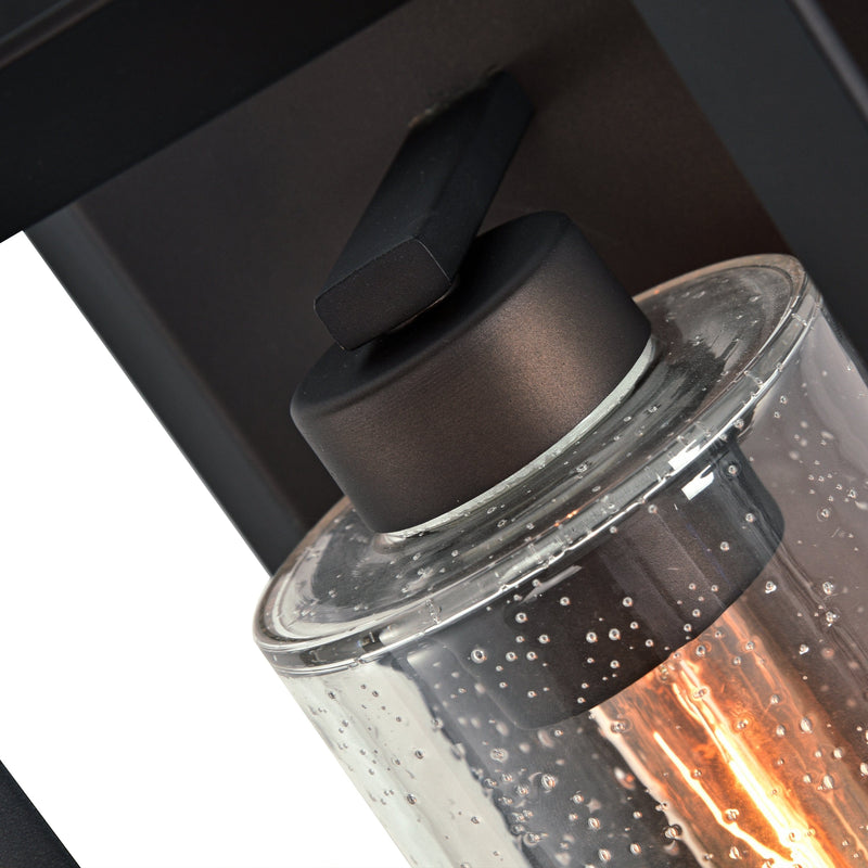 cattleyalighting 1-Light Dark Bronze Outdoor Wall Lantern Sconce With Clear Seeded Glass
