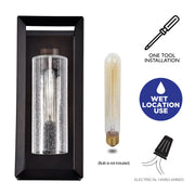 cattleyalighting 1-Light Dark Bronze Outdoor Wall Lantern Sconce With Clear Seeded Glass