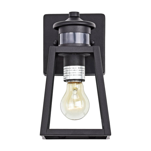 Cattleya Lighting Motion Sensor Outdoor Wall Sconce 1-Light Black Motion Sensor Dusk To Dawn Outdoor Wall Lantern Sconce With Clear Tempered Glass 708111932325