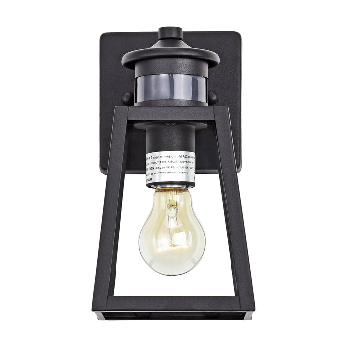 Cattleya Lighting Motion Sensor Outdoor Wall Sconce 1-Light Black Motion Sensor Dusk To Dawn Outdoor Wall Lantern Sconce With Clear Tempered Glass 708111932325