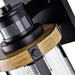 cattleyalighting 1-Light Black and Woodgrain Motion Sensor Dusk To Dawn Outdoor Wall Sconce With Striped Clear Glass