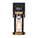 cattleyalighting 1-Light Black and Woodgrain Motion Sensor Dusk To Dawn Outdoor Wall Sconce With Striped Clear Glass