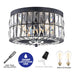 Cattleya Lighting Flush Mount Lighting 11.75 in. 2-Light Black Ceiling Flush Mount Light With Crystal Glass 708111932394