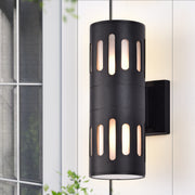 Cattleya Lighting outdoor wall light 11.75 in. 2-Light Black Die-Cast Aluminum Cylinder Outdoor Wall Sconce 708111932400