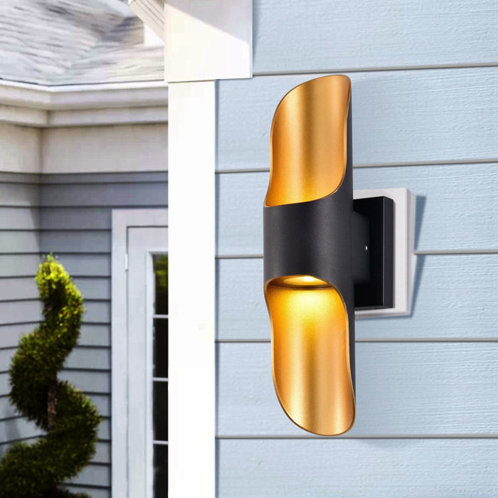 Cattleya Lighting Outdoor LED Wall Light 2-Light Black and Gold LED Outdoor Wall Sconce 708111932431