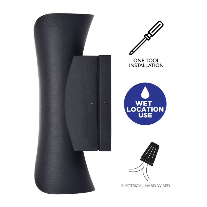 Cattleya Lighting Outdoor LED Wall Light 2-Light Black and White LED Outdoor Wall Sconce 708111932448