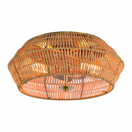 cattleyalighting 2-Light Natural Rattan Outdoor Flush Mount Ceiling Light