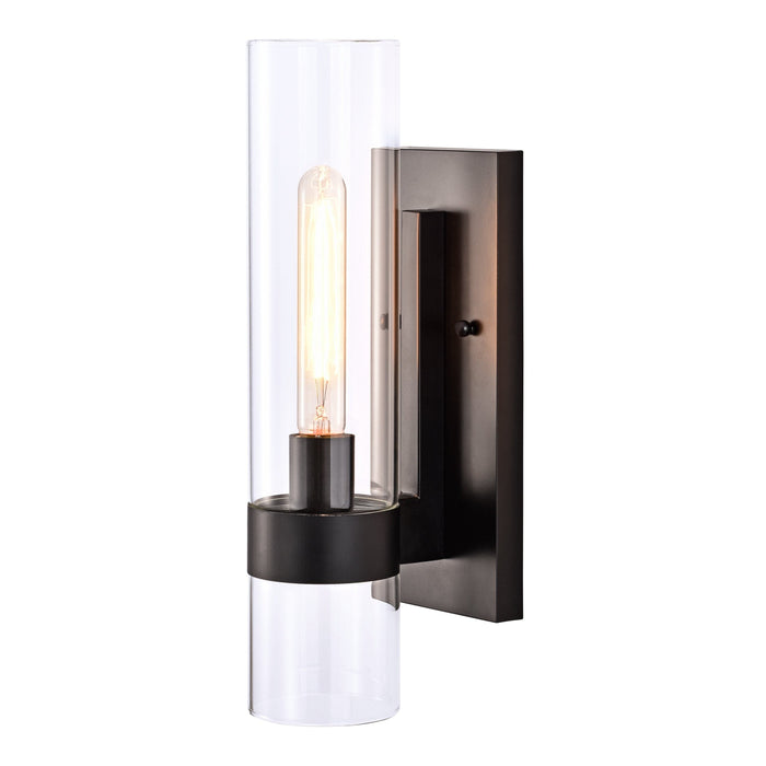 Cattleya Lighting Indoor Wall Light Black 4.75 In. Black Wall Sconce with Clear Glass Tube 708111932509