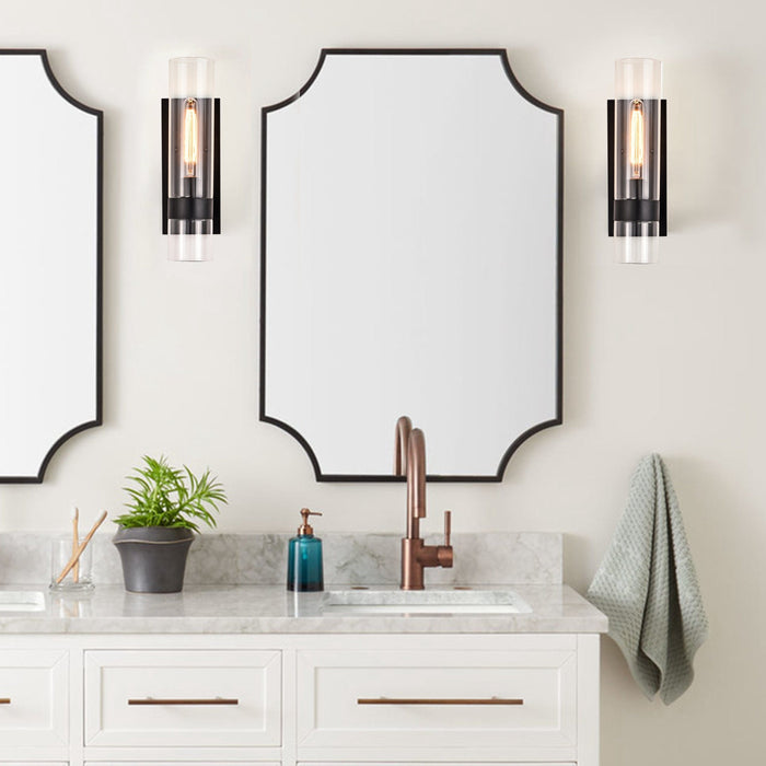 Cattleya Lighting Indoor Wall Light Black 4.75 In. Black Wall Sconce with Clear Glass Tube 708111932509