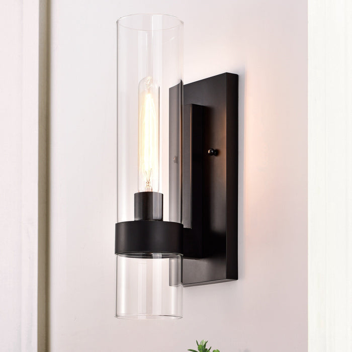 Cattleya Lighting Indoor Wall Light Black 4.75 In. Black Wall Sconce with Clear Glass Tube 708111932509