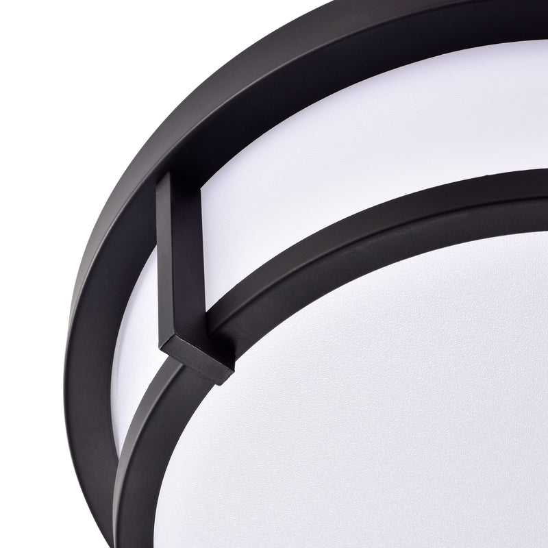 cattleyalighting 13 in. Black Dimmable 20-Watt Selectable LED Flush Mount 3000K/4000K/5000K With Acrylic Shade