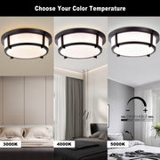 cattleyalighting 13 in. Black Dimmable 20-Watt Selectable LED Flush Mount 3000K/4000K/5000K With Acrylic Shade