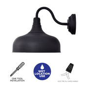 cattleyalighting 1-Light Black 12W LED Outdoor Barn Light Sconce