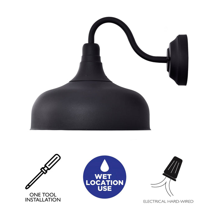 cattleyalighting 1-Light Black 12W LED Outdoor Barn Light Sconce