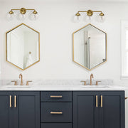 Cattleya Lighting Bathroom Vanity Lighting 3 Light Antique Brass Vanity Light with Globe Clear Glass Shade 708111932820