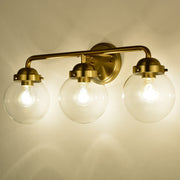Cattleya Lighting Bathroom Vanity Lighting 3 Light Antique Brass Vanity Light with Globe Clear Glass Shade 708111932820