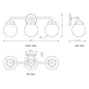 Cattleya Lighting Bathroom Vanity Lighting 3 Light Antique Brass Vanity Light with Globe Clear Glass Shade 708111932820
