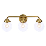 Cattleya Lighting Bathroom Vanity Lighting 3 Light Antique Brass Vanity Light with Globe Clear Glass Shade 708111932820