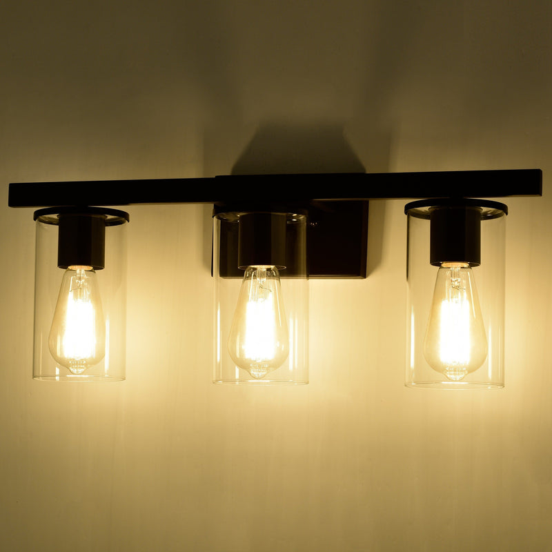 cattleyalighting 3-Light Oil-rubbed Bronze Vanity Light with Clear Glass Shade