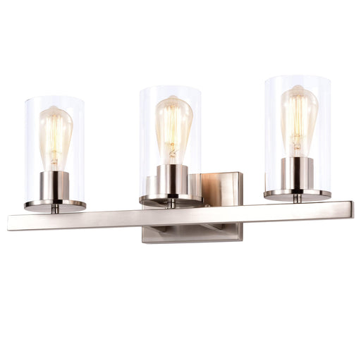 cattleyalighting 3-Light Satin Nickel Vanity Light With Clear Glass Shade 708111932912