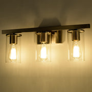 cattleyalighting 3-Light Satin Nickel Vanity Light With Clear Glass Shade 708111932912