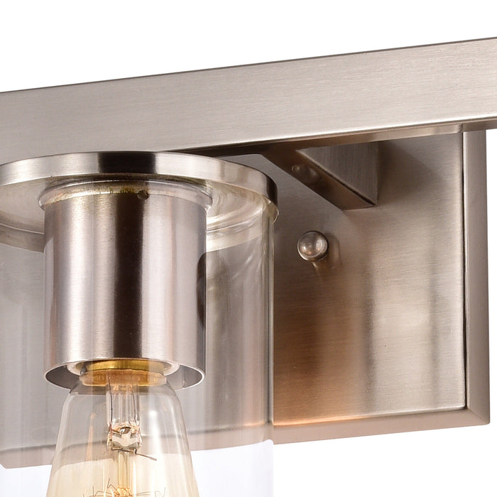 cattleyalighting 3-Light Satin Nickel Vanity Light With Clear Glass Shade 708111932912