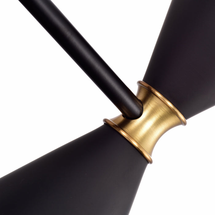 cattleyalighting 3-Light Black Island Pendant Light With Brass Accents
