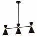 cattleyalighting 3-Light Black Island Pendant Light With Brass Accents