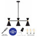 cattleyalighting 3-Light Black Island Pendant Light With Brass Accents