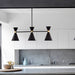 cattleyalighting 3-Light Black Island Pendant Light With Brass Accents